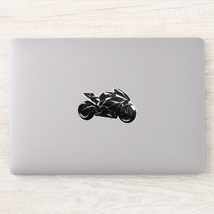 Sticker Motocyclette Futuriste Vecteur Noir Blanc