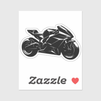 Sticker Motocyclette Futuriste Vecteur Noir Blanc