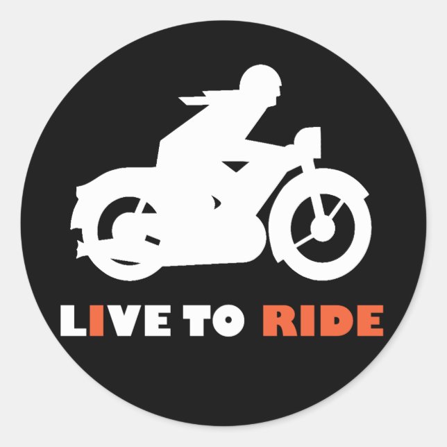 Sticker Motorbike Live To Ride Biker (Devant)