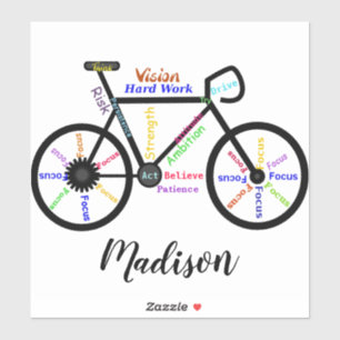 Sticker Mots Motivationnels, Vélo, Cyclisme, Bike art