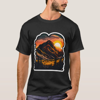 Sticker Mountain Beautiful Sunset Art T-Shirt