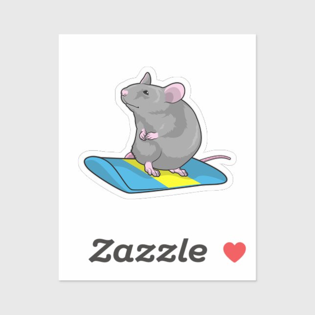 Sticker Mouse as Snowboarder (Feuille)