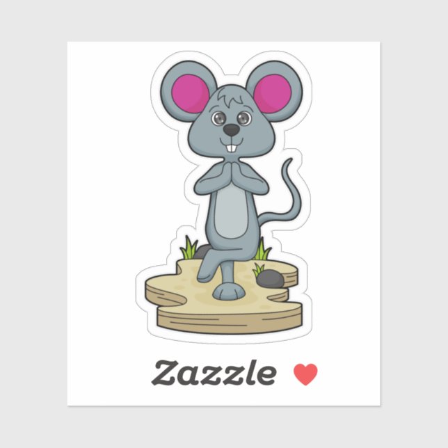 Sticker Mouse at yoga (Feuille)