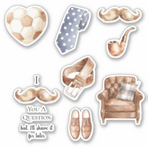 Sticker Moustache Crème Bleue Rayures Vous Pose Une Questi