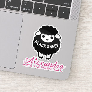 Sticker Mouton noir rose ne suit jamais le troupeau drôle