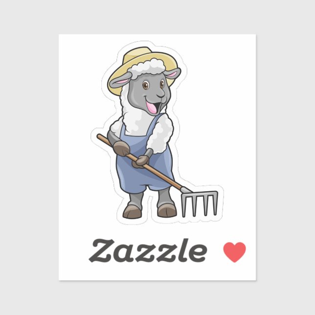Sticker Moutons fermiers avec gâteau et Casquette (Feuille)