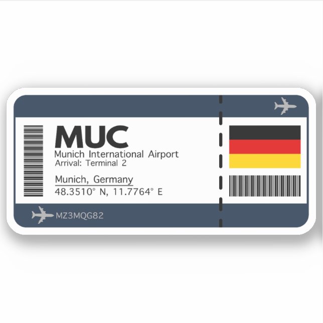 Sticker MUC Munich Airport Boarding Pass - Voyage (Devant)