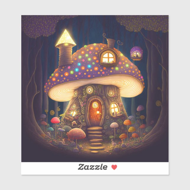 Sticker Mushroom House Imaginaire Art (Feuille)