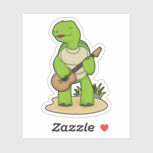 Sticker Musique de guitare musicienne de tortue