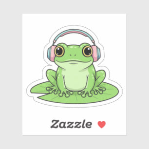 Sticker Musique d'écoute Grenouille Verte – Vibe Pastel