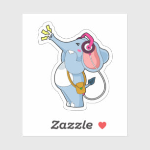 Sticker Musique d'écouteur éléphant