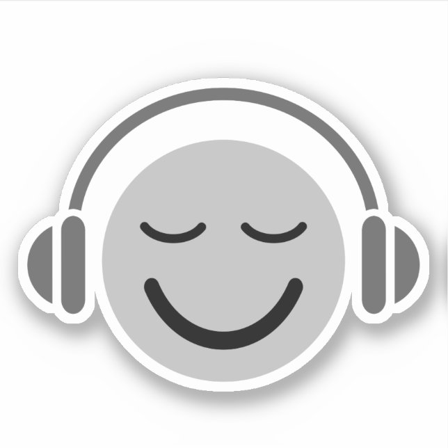 Sticker Musique DJ visage heureux avec écouteurs (Devant)