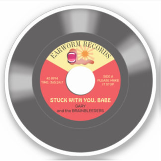Sticker Musique earworm 45 disque vinyle simple personnali