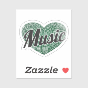 Sticker Musique Retro Coeur Blackboard Love