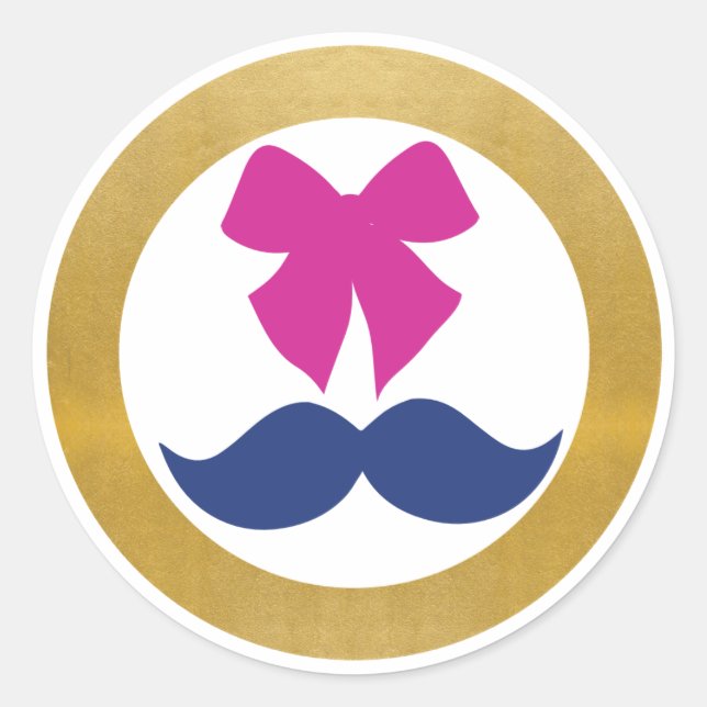 Sticker Mustache Bow Rose Or Twin Girl Baby (Devant)