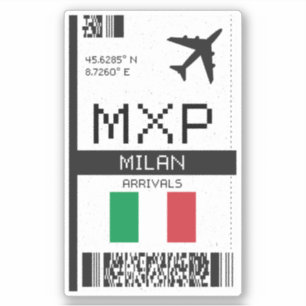 Sticker MXP Milan Boarding Pass - Italie Travel