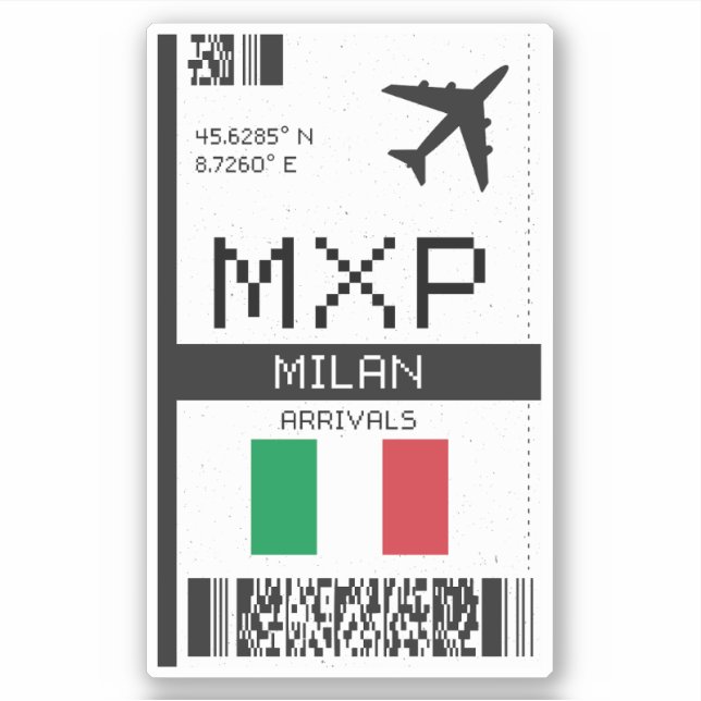 Sticker MXP Milan Boarding Pass - Italie Travel (Devant)