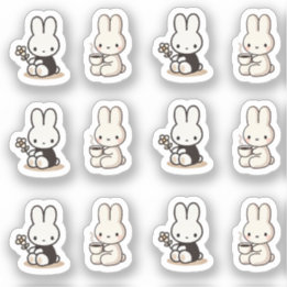 Sticker My little tiny bunny with cup and flower