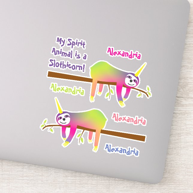 Sticker My Spirit Animal est un Slothicorn (Détail)