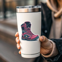 Sticker Nacht Camping Rosa Wanderstiefel | Die-Cut