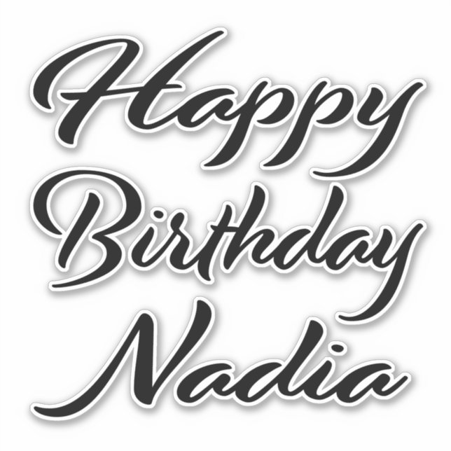 Sticker Nadia Nom Prénom Anniversaire de la Broderie noire (Devant)