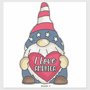 Sticker Nains de jardin drapeau USA patriotique étoiles ba