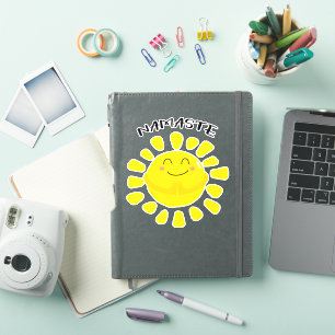 Sticker Namaste Sun Prayer Cute Cartoon