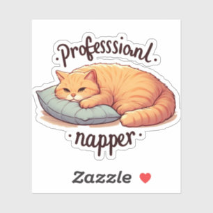 Sticker Napper professionnel Chat Vinyl Funny Lazy Ginger