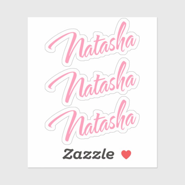 Sticker Natasha rose cursive lettrage x3 (Feuille)