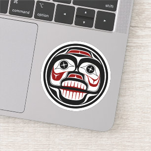 Sticker Natif Américain Rouge Noir Peau de pleurs
