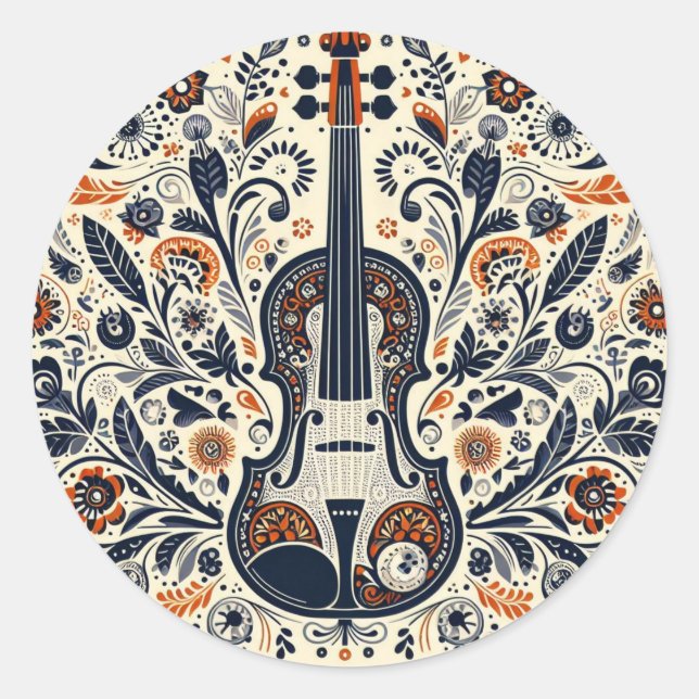 Sticker national pour violon avec art populaire (Devant)