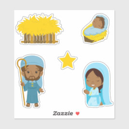 Sticker Nativité africaine des enfants Joseph, Marie, Jésu