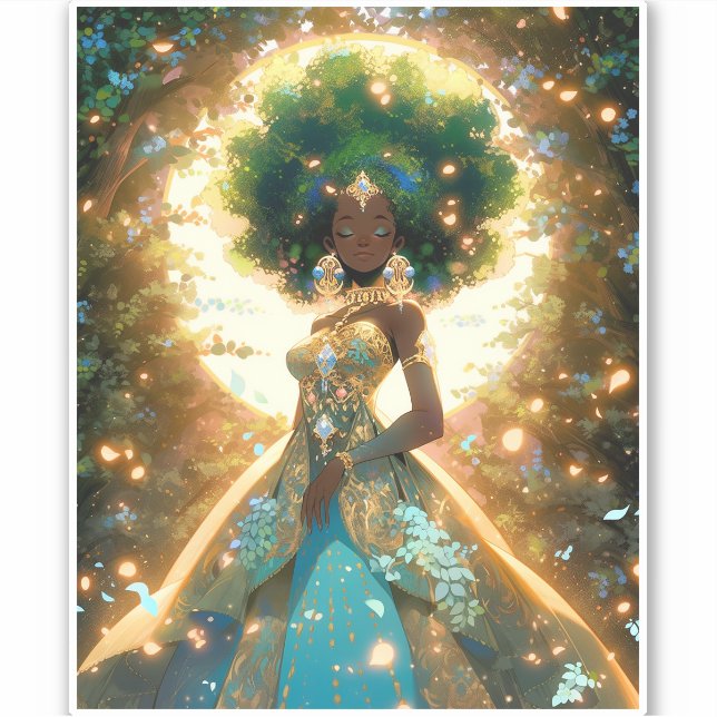 Sticker Nature Déesse Imaginaire afro-américain Art (Devant)