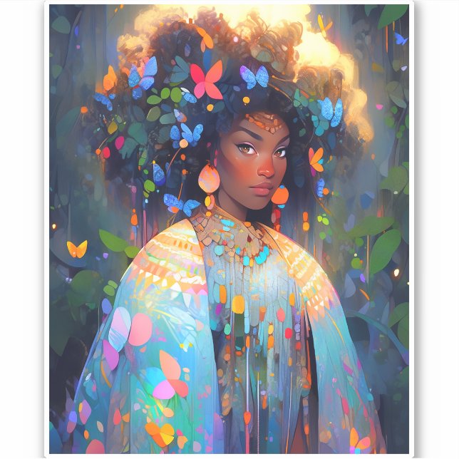 Sticker Nature Déesse Imaginaire afro-américain Art (Devant)