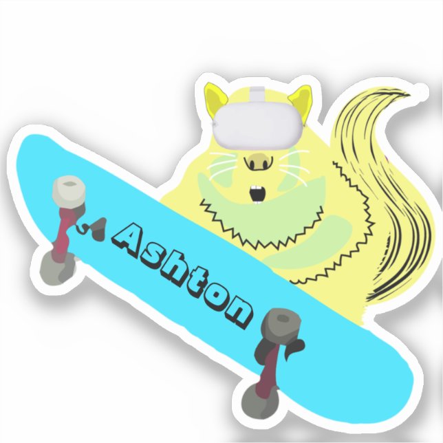 Sticker Naughty Squirrel #1009 Nom personnalisé Patinage (Recto)
