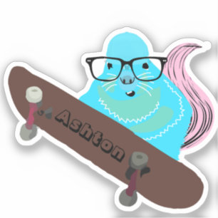 Sticker Naughty Squirrel #1012 Nom personnalisé Patinage