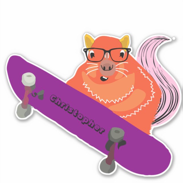 Sticker Naughty Squirrel #114 Skateboard (Devant)