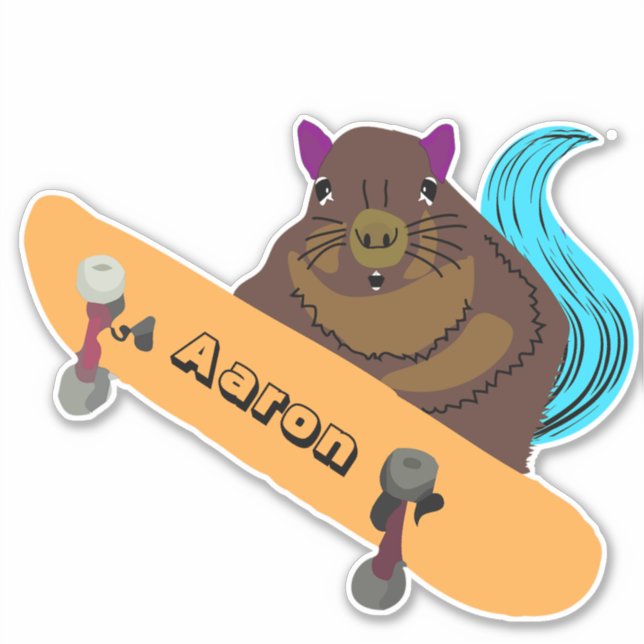 Sticker Naughty Squirrel #145 Skateboard (Devant)