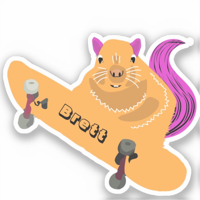 Sticker Naughty Squirrel #462 Brett Skateboard (Recto)