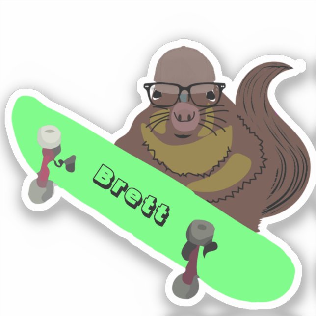 Sticker Naughty Squirrel #686 Brett Skateboard (Recto)