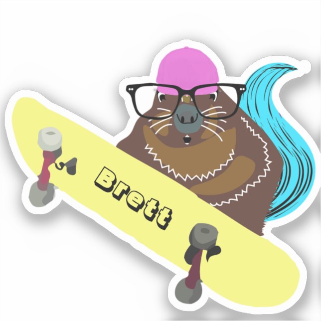 Sticker Naughty Squirrel #687 Brett Skateboard (Recto)