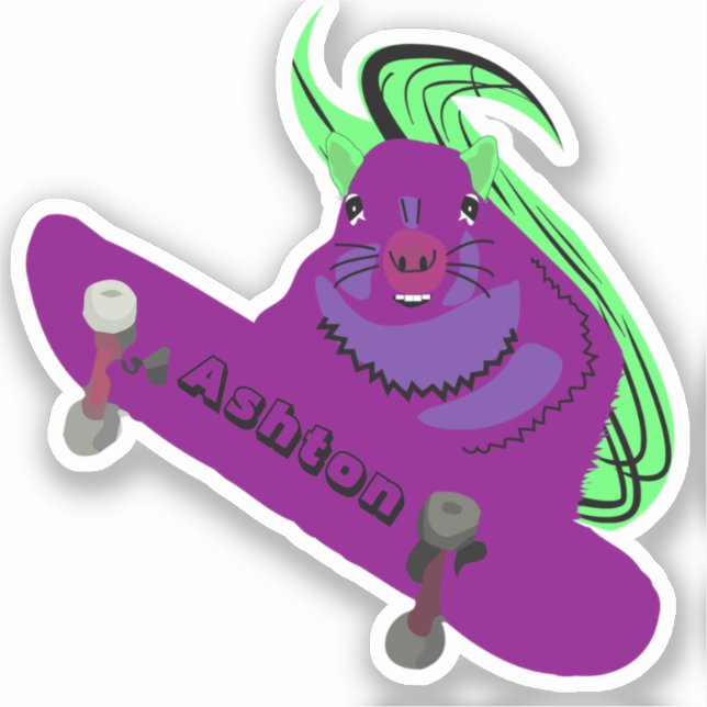 Sticker Naughty Squirrel #981 Nom personnalisé Patinage (Recto)