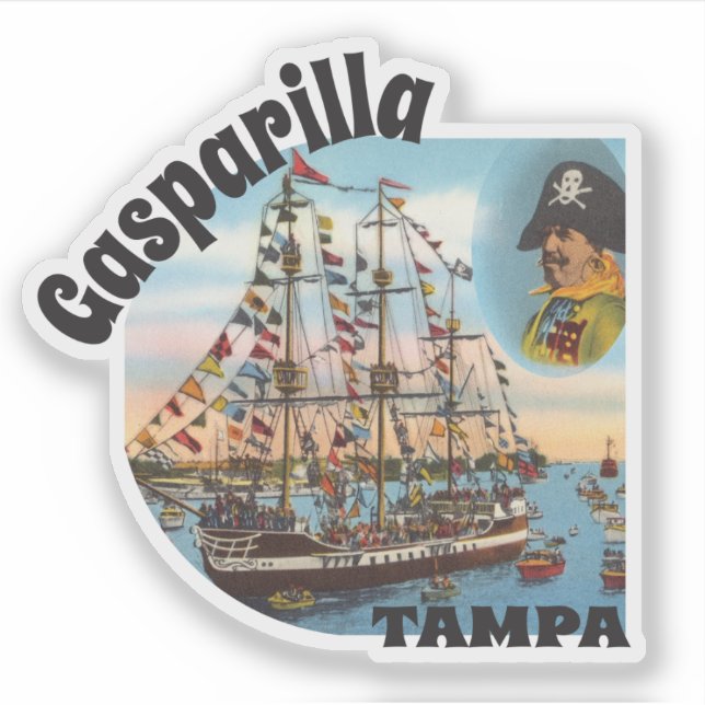 Sticker Navire de pirate vintage Gasparilla (Devant)
