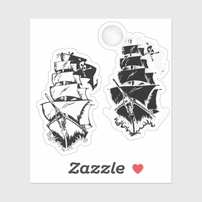 Sticker Navires pirates en mer (Feuille)