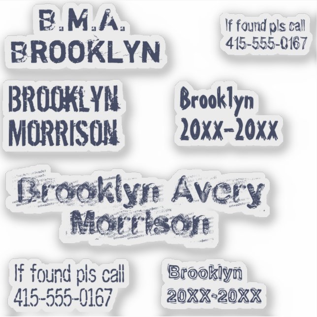 Sticker Navy Blue 7 Custom Textes Nom Cool Decal School (Devant)