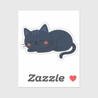 Sticker Navy Blue Sleeping Cat – Cute Nighttime Kitty