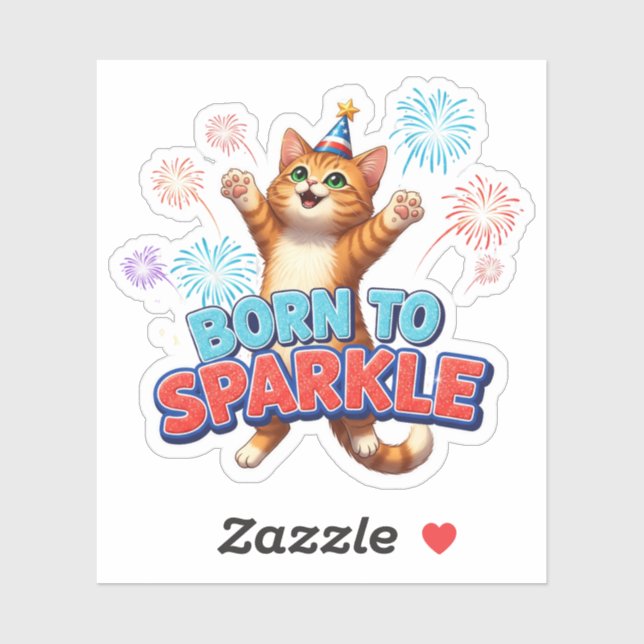 Sticker Né à Sparkle - Chat patriotique (Feuille)