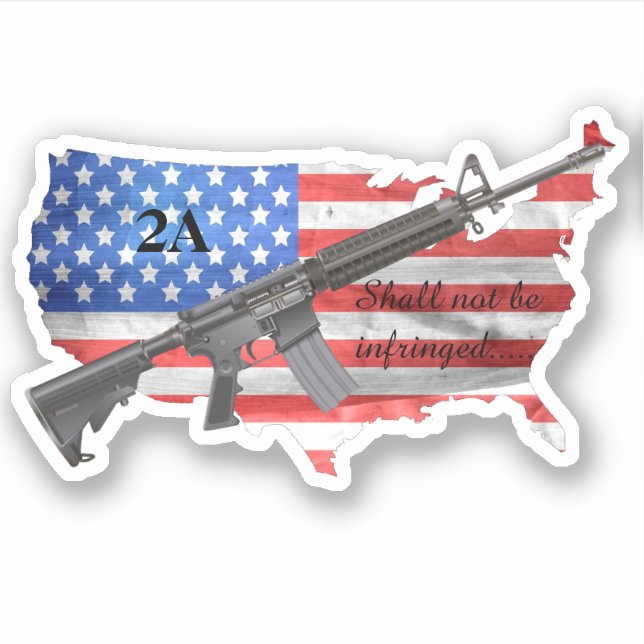 Sticker Ne doit pas être violé Drapeau américain AR15 Rifl (Devant)