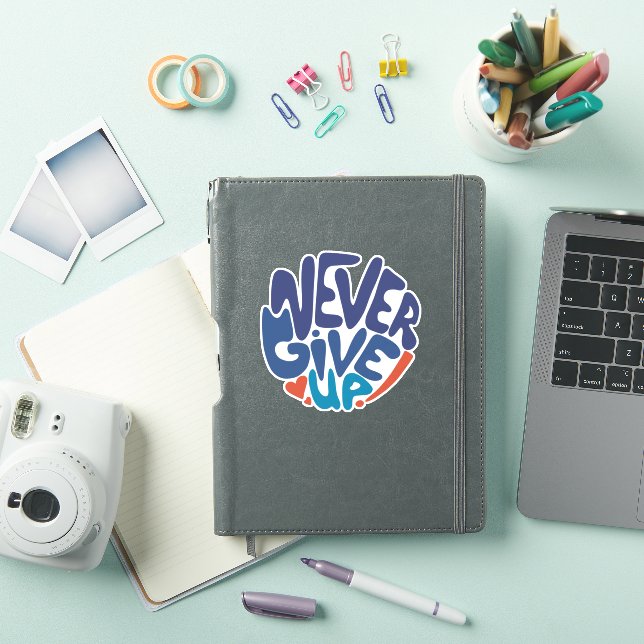 Sticker Ne jamais renoncer - Citation d'anniversaire bleu  (Couverture iPad)