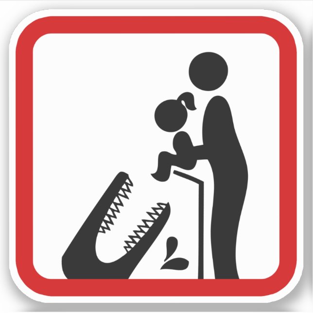 Sticker Ne pas nourrir sa fille au Zoo du Crocodile (Devant)
